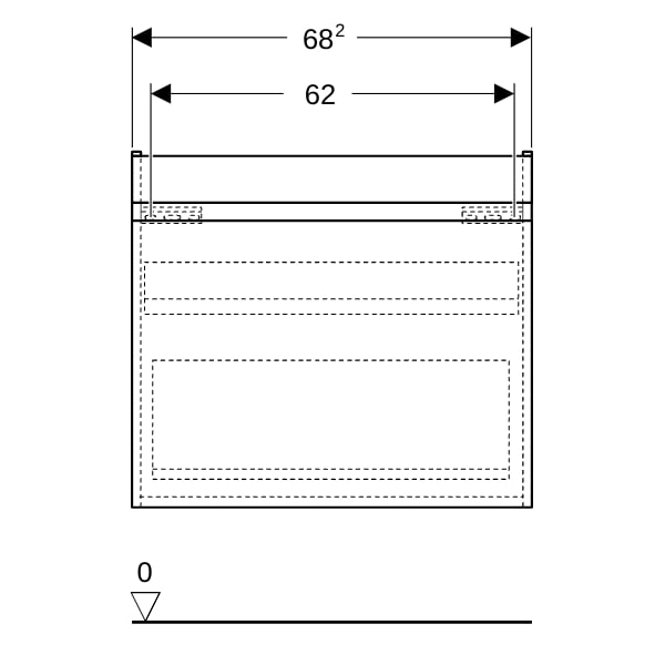 Geberit Renova Plan US f. WT, mit 1 Schublade 68,2x60,6x44,6cm, Nussbaum hickory hell