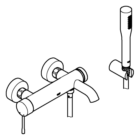 GROHE EH-Wannenbatterie Essence 25249_1 mit Brausegarnitur chrom