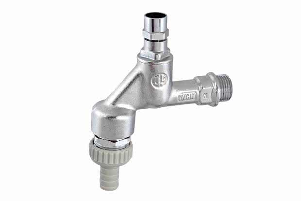 Schlösser Auslaufventil 3/4" m.Bel.+RV Nr.1754 matt-chrom, m.Steckschl.Oberteil