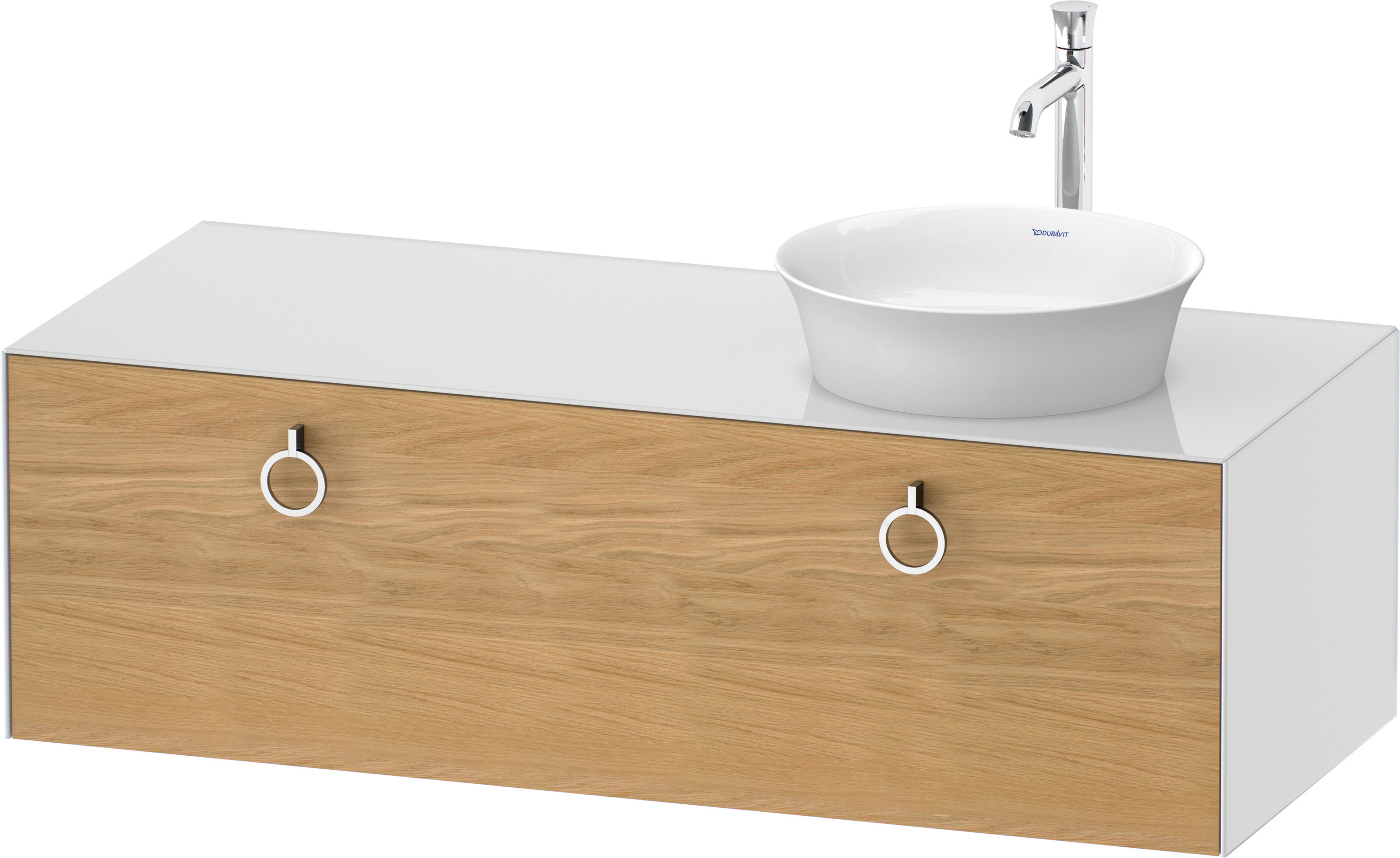 Duravit WTU wandh.White Tulip,1 Aus.,m.Griff Aus.r,408x1300x550,Eiche N.M./Weiß HGL