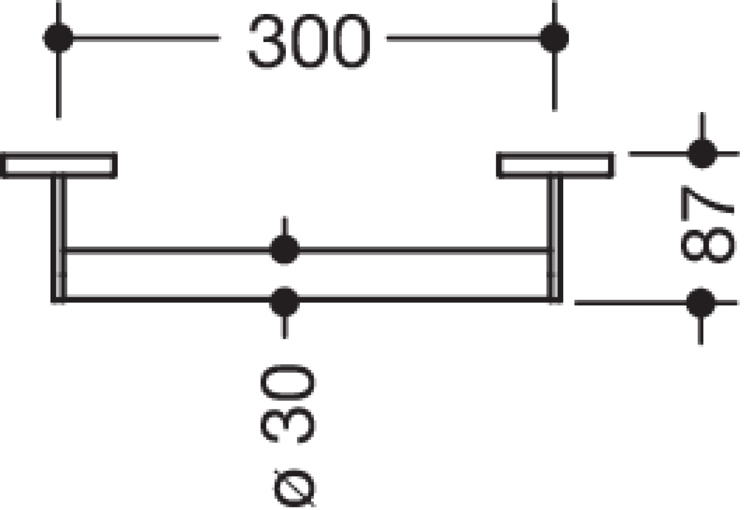 HEWI Haltegriff, d:30, L:300mm, chrom