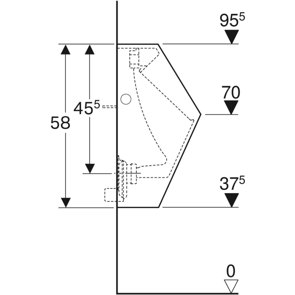 Geberit Renova Plan Urinal, Zulauf von hinten Abgang nach hinten, weiß, KeraTect