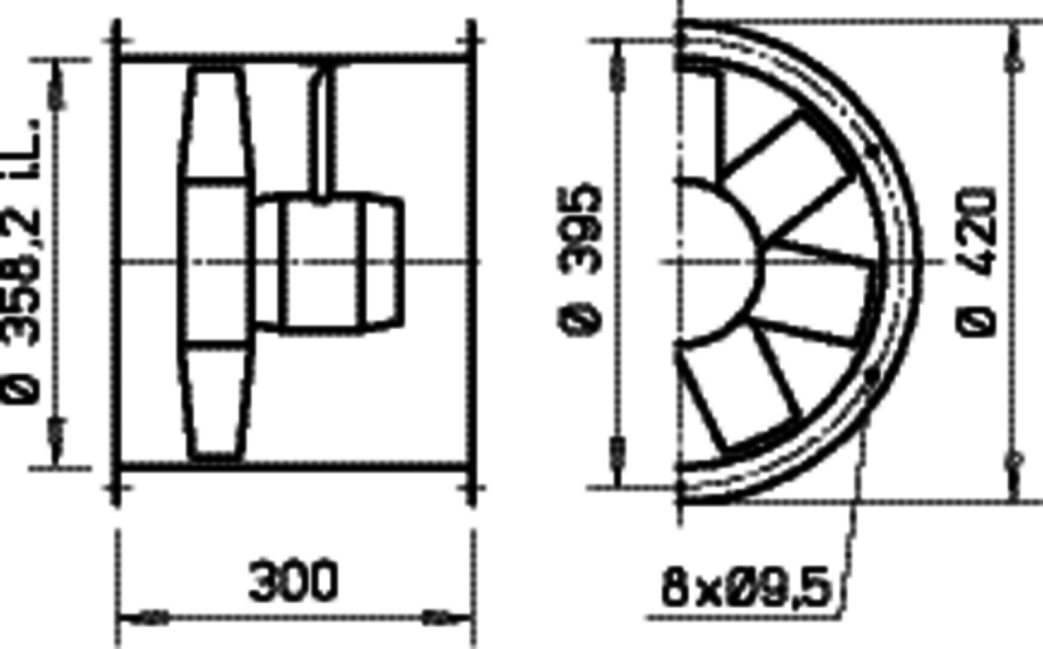 Helios HRFW EC 355 B Axialventilator EC 1-PH 50/60 Hz regelb.