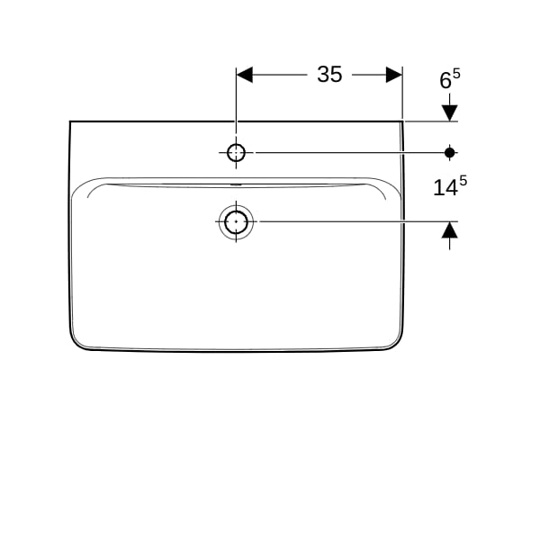 Geberit Renova Plan Aufsatzwaschtisch 70x48cm m. Hahnloch, m. Ül., weiß, KeraTect