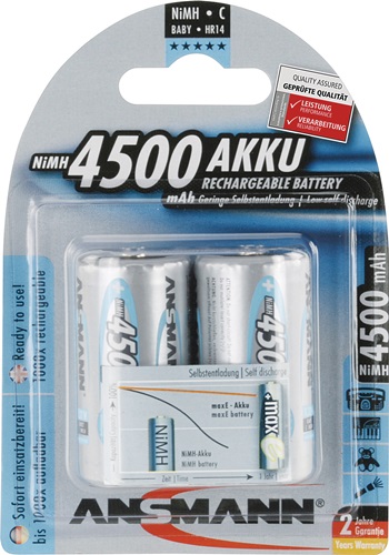 Akkuzelle maxE 1,2 V 4500 mAh R14-C-Baby HR14 2 2St./Blister ANSMANN Akkuzelle maxE 1,2 V 4500 mAh R14-C-Baby HR14 2 2St./Blister ANSMANN