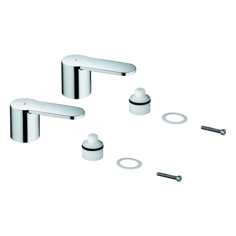 GROHE Griffpaar 48309 Mark. blau/rot für Eurostyle C 3-Loch WT-Batterie chrom