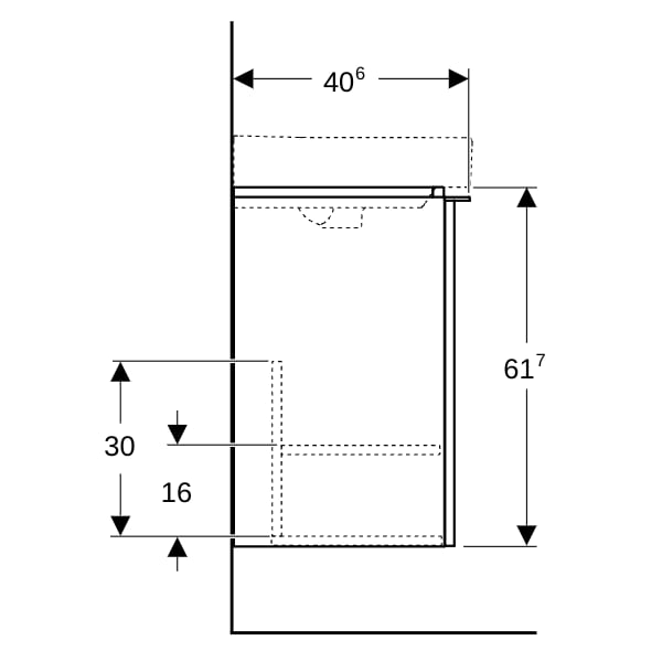 Geberit Smyle US für HWB, eckig, m. 1 Tür li 49,2x61,7x40,6cm, sand-grau