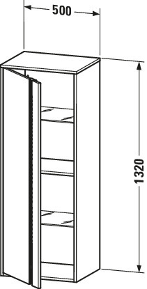 DU Hochschrank Ketho 360x500x1320mm 1 Tür, TA rechts, graphit matt
