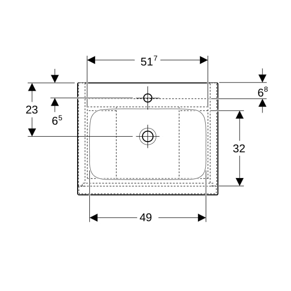 Geberit iCon Set MWT m. US, 2 Schubl. 60x63x48cm, weiß hgl./Gr. chr/KeraTect