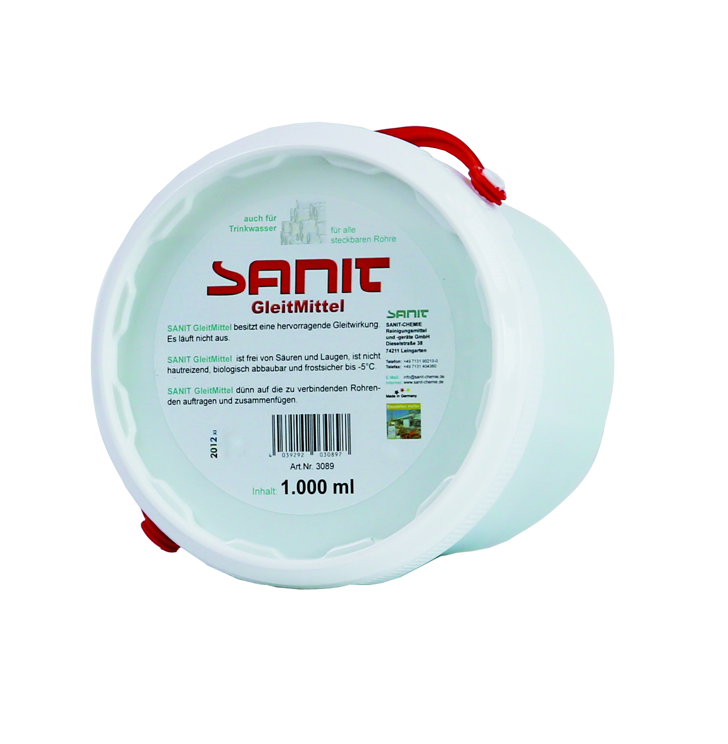 SANIT-CHEMIE GleitMittel DVGW 1.000 ml Eimer SANIT-CHEMIE GleitMittel DVGW 1.000 ml Eimer