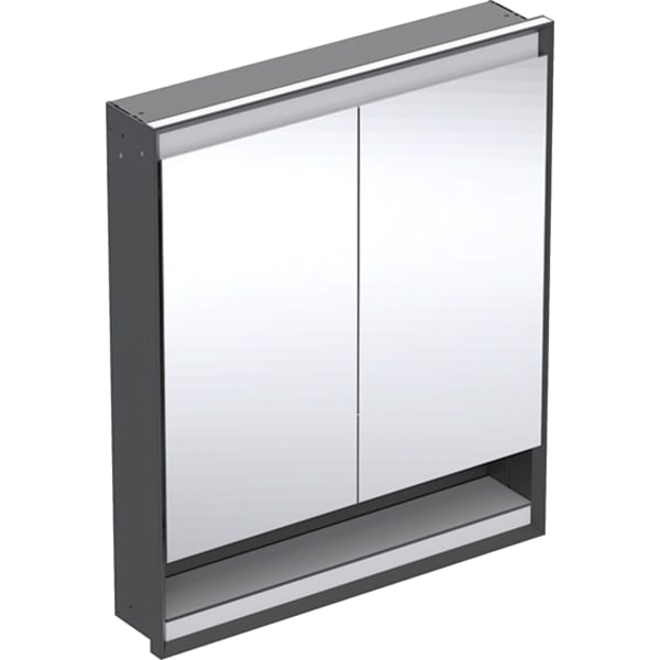 Geberit ONE SPS, Nische u.Comf.Light, 2 Türen UP-Mont,75x90x15cm, schw matt/alu. plvb