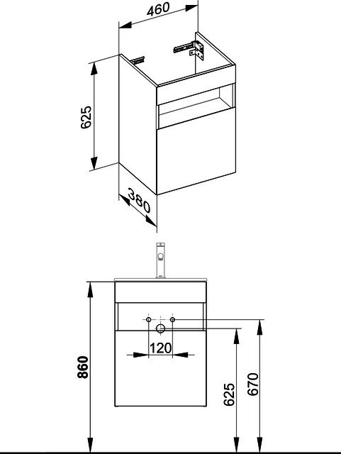 KEUCO WUB, 1-trg. Stageline 32822 Anschl.re. 460x625x380mm weiß