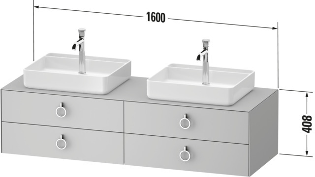 Duravit Konsolen-WTU wandh. White Tulip 550x1 600x408mm Steingrau Seidenm. 4 Schubk.