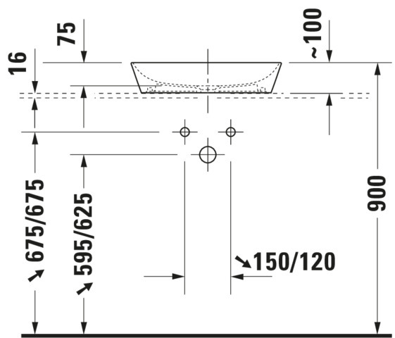 Duravit Aufsatzbecken Cape Cod 500mm Weiss Seidenmatt, ohne HLB, ohne ÜL, WG