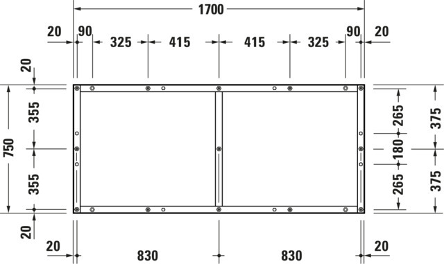 Duravit Fußgestell für Duschwanne Tempano 1700x750mm