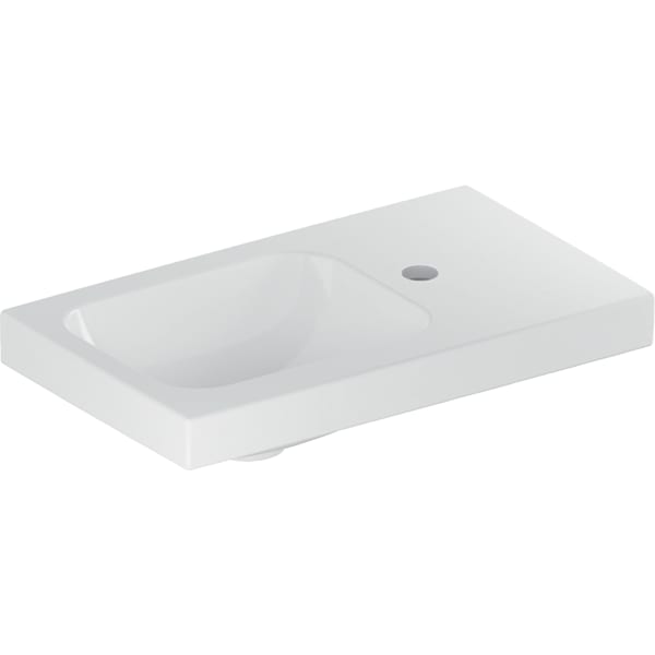 Geberit iCon Light Handwaschbecken 53x31cm Ablg./Hl. re, o. Ül., weiß