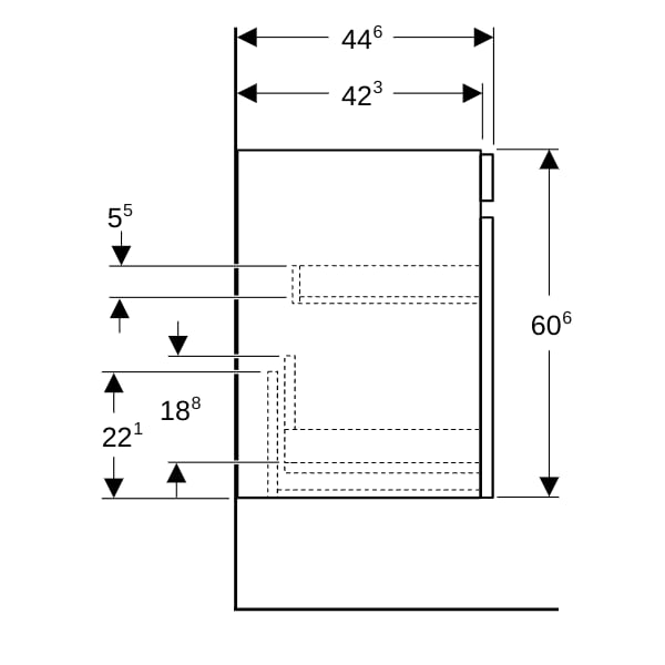 Geberit Renova Plan US f. WT, mit 1 Schublade u. Innenschubl., 78,2x60,6x44,6cm, lava