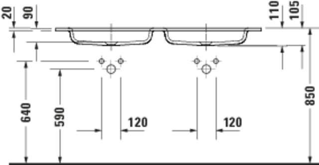 Duravit Sivida D-MWT,1290x485mm,DuroCast Plus o. ÜL,HL 1,B.2,Weiß Seidenmatt