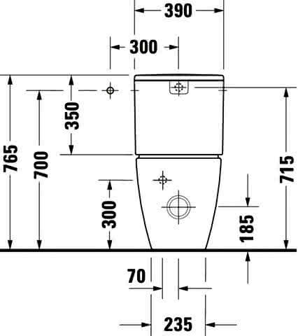 DU Stand WC für Kombination ME by Starck 650mm, weiß, Tiefspüler, rimmless