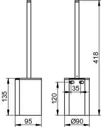KEUCO WC-Bürstengarnitur Plan 14972, m.Kunststoff-Einsatz schwarz, verchromt