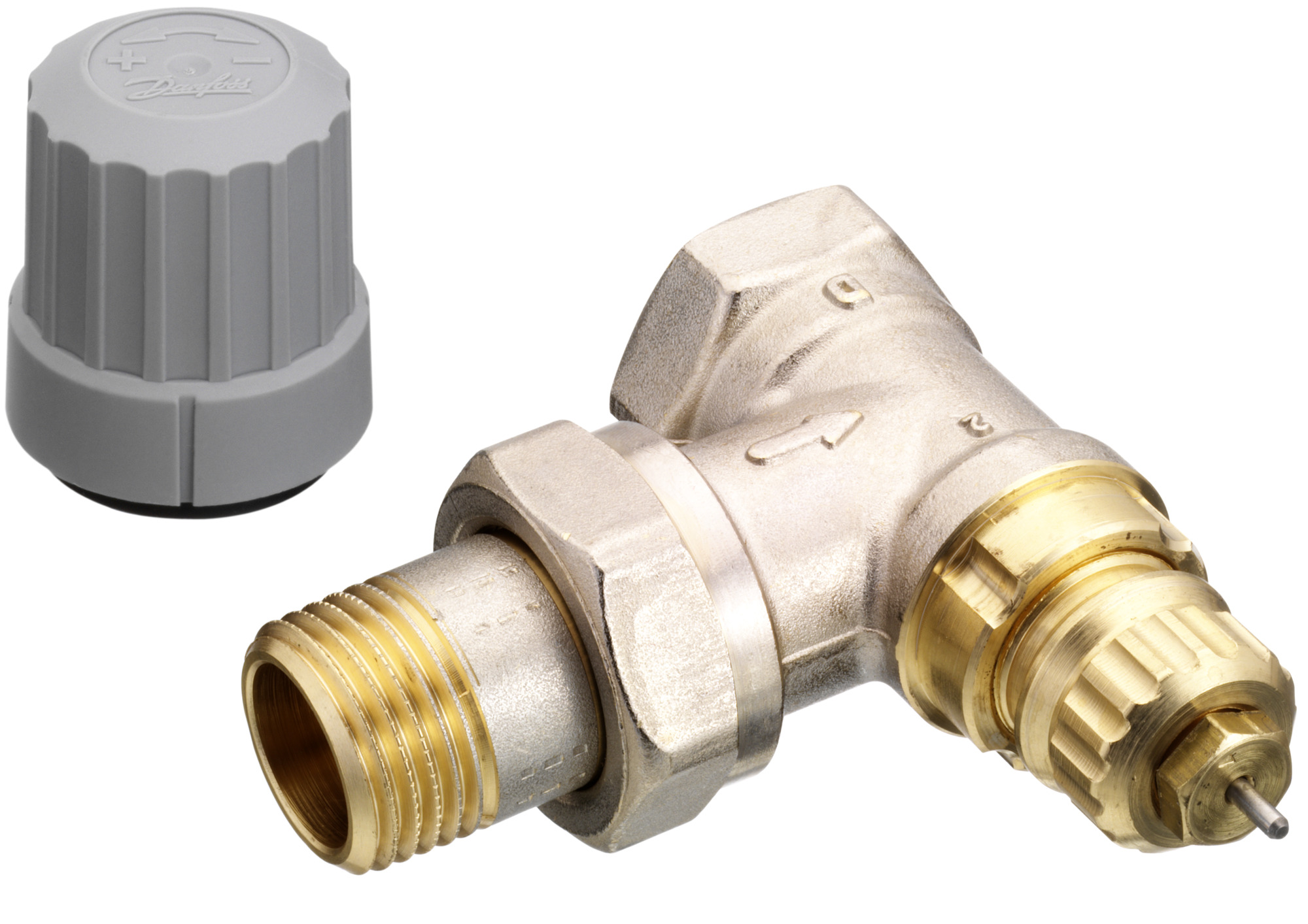 Danfoss Ventilgehäuse RA-FN 15 R 1/2, Eck,vernickelt, Einb.i.d.Rücklauf