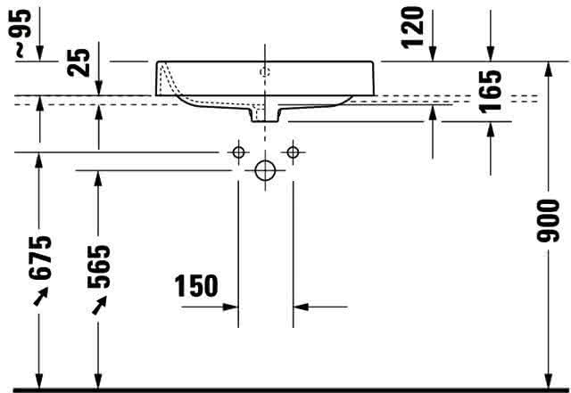 DU Aufsatzbecken Happy D.2 600 mm mit ÜL, ohne HLB, geschliffen, weiß