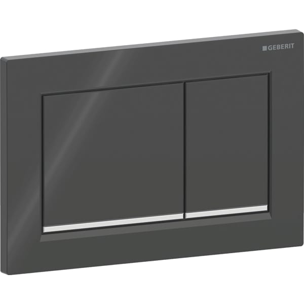 Geberit Omega20 Betätigungsplatte, eckig 2-M-Sp., schwarz /hgl.verchr.