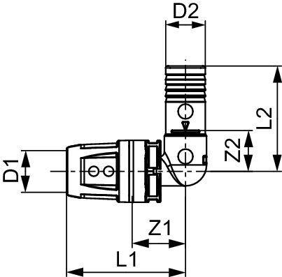 TECElogo-Push Einsteckwinkel 90 Grad Dim. 25 x 25, PPSU