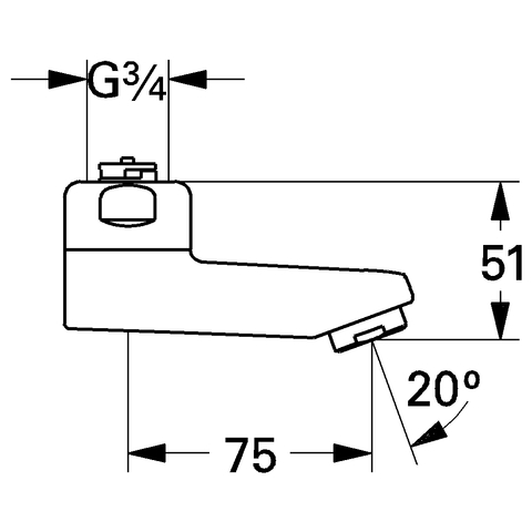 GROHE Gussauslauf 13460 3/4" Ausladung: 75 Höhe: 51 chrom