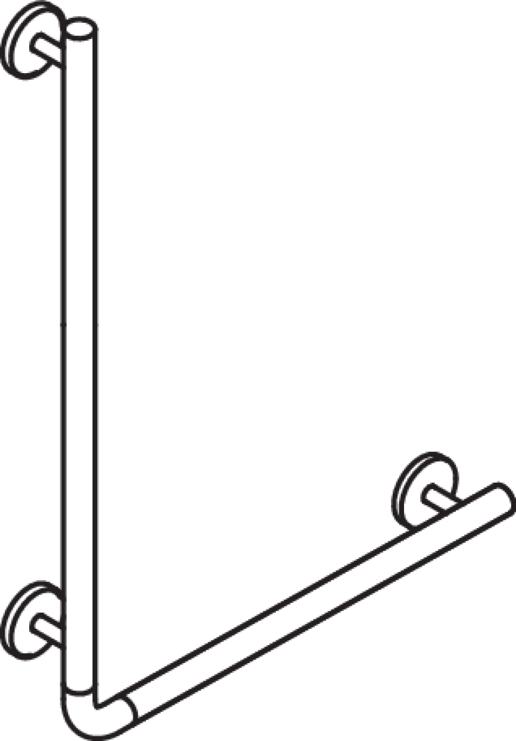 HEWI Winkelgriff, AM:750mm, W:500mm, unifarben signalweiß