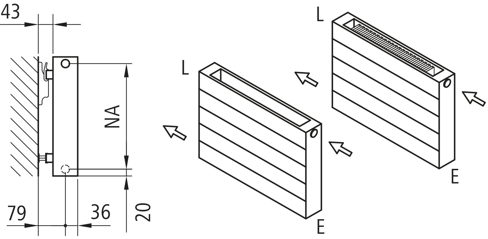 Kermi V-Heizwand HHV T21 BH560x72x600 QN772, weiß, 6bar, o.Abd.,Ausf.re,LH540