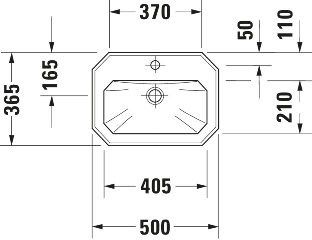 Duravit Handwaschbecken 1930 500 mm mit ÜL, mit HLB, 1 HL, weiß WonderGliss