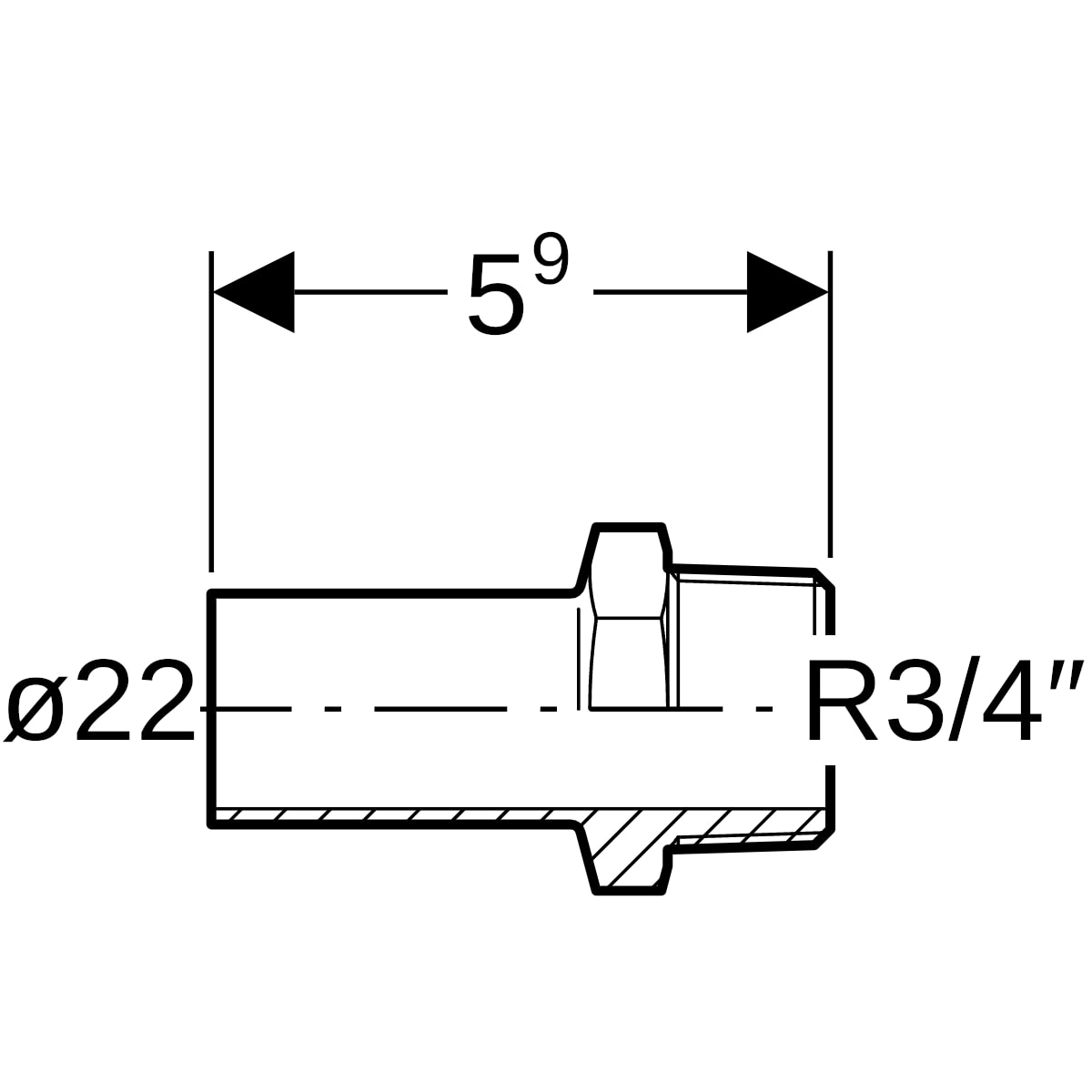 Geberit Mapress Therm Übergang mit AG und Einschubende d22-R3/4