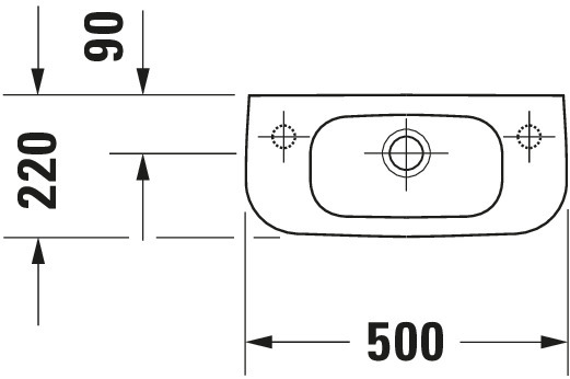 DU Handwaschbecken D-Code 500 mm mit ÜL, mit HLB, HL rechts, weiß
