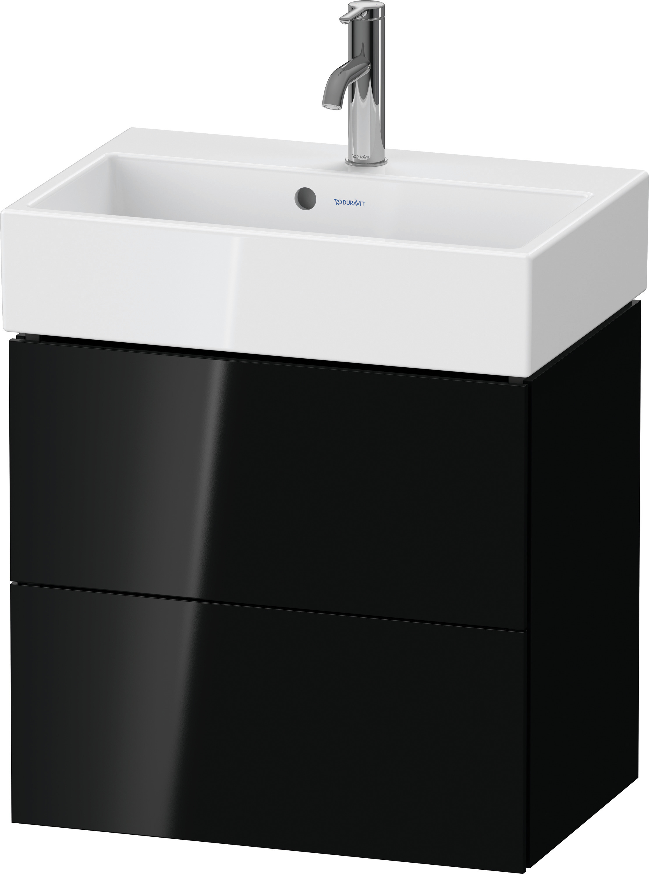 Duravit WTU L-Cube wandhängend, 2 Schubk. 544x584x391mm, Schwarz Hochglanz