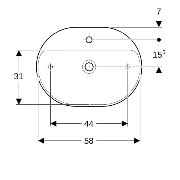 Geberit VariForm Aufsatz-WT, elliptisch mit HLB, 60x45cm, o. Ül., weiß, KeraTect