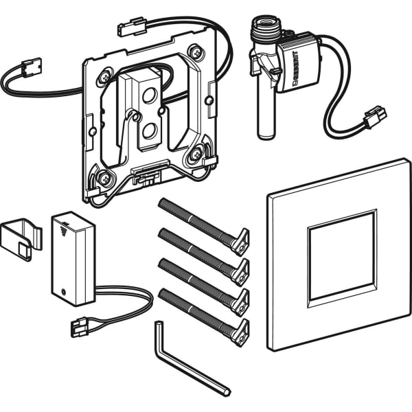 Geberit Typ 20 UR-Strg., eckig, elektron. Sp. Batteriebetrieb, chrom gebürstet
