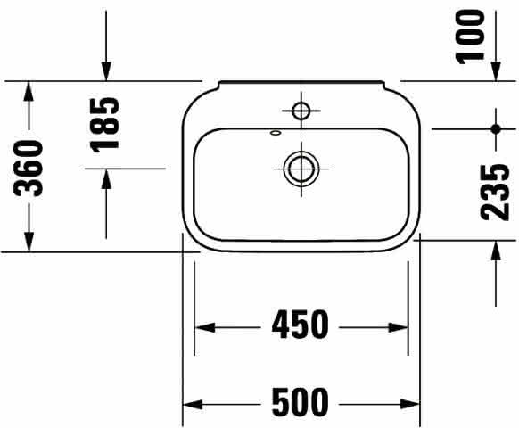 DU Handwaschbecken Happy D.2 500 mm mit ÜL, mit HLB, 1 HL, weiß