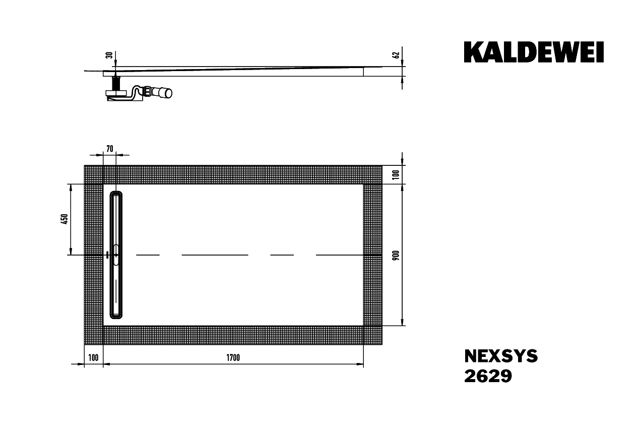 KA DW NEXSYS Mod.2629,900x1700mm, alpinweiß matt
