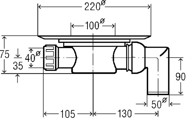 Viega Badablauf 4935.3 40x50 mm (DN50) Kunststoff grau