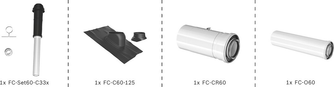 BOSCH Abgas-Standardpaket BOPA FC39 Dachdurchgang 60/100 schwarz, RLU