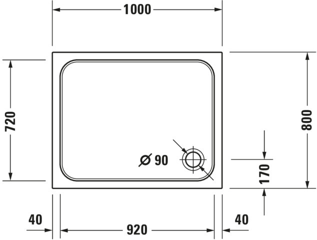 DU D-Code Duschwanne, Rechteckig, 1000x800x85 mm, Weiß, Sanitäracryl