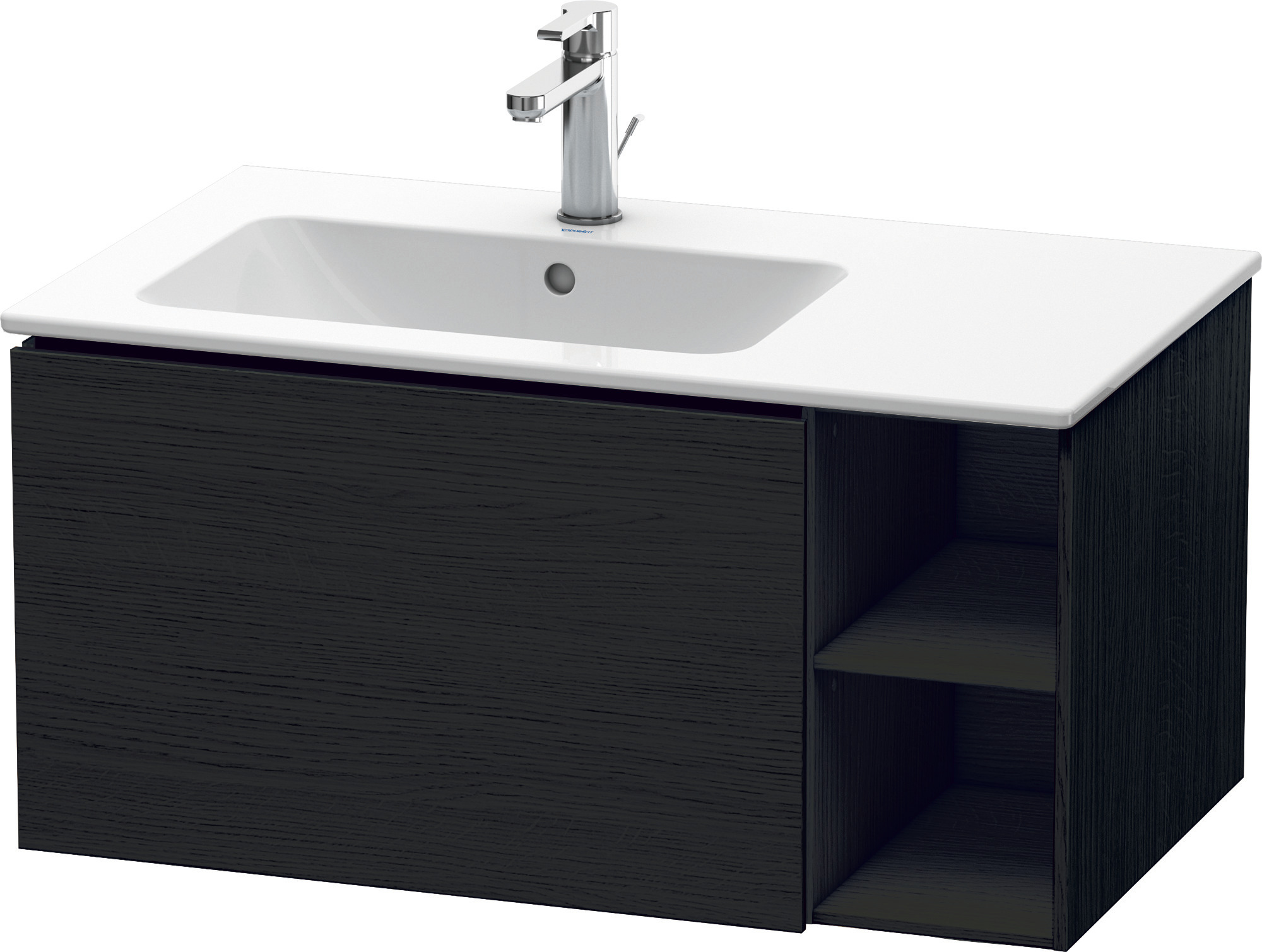 DU WTU L-Cube 400x820x481mm, wandh. 1 Auszug, Becken li., Eiche Schwarz
