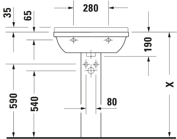 Duravit Waschtisch Starck 3 600 mm mit ÜL, mit HLB, 1 HL, weiß WonderGliss