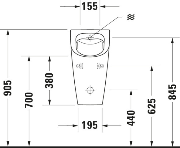 DU Urinal ME by Starck, Zulauf v.hinten rimless, ohne Fliege, weiß