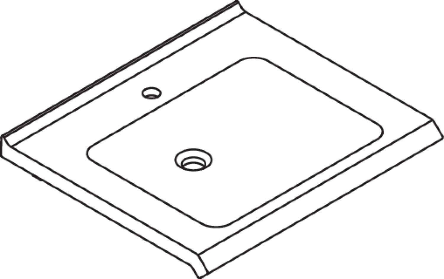 HEWI Waschtisch S-Form, Griffkante, 650x565mm, 1.HL