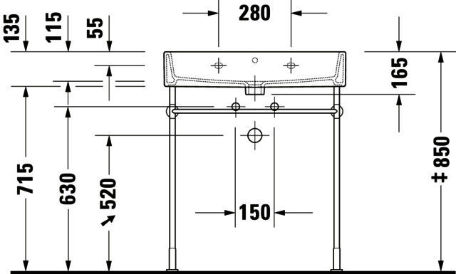DU Metallkonsole Vero für 045470, höhenverstellbar, chrom