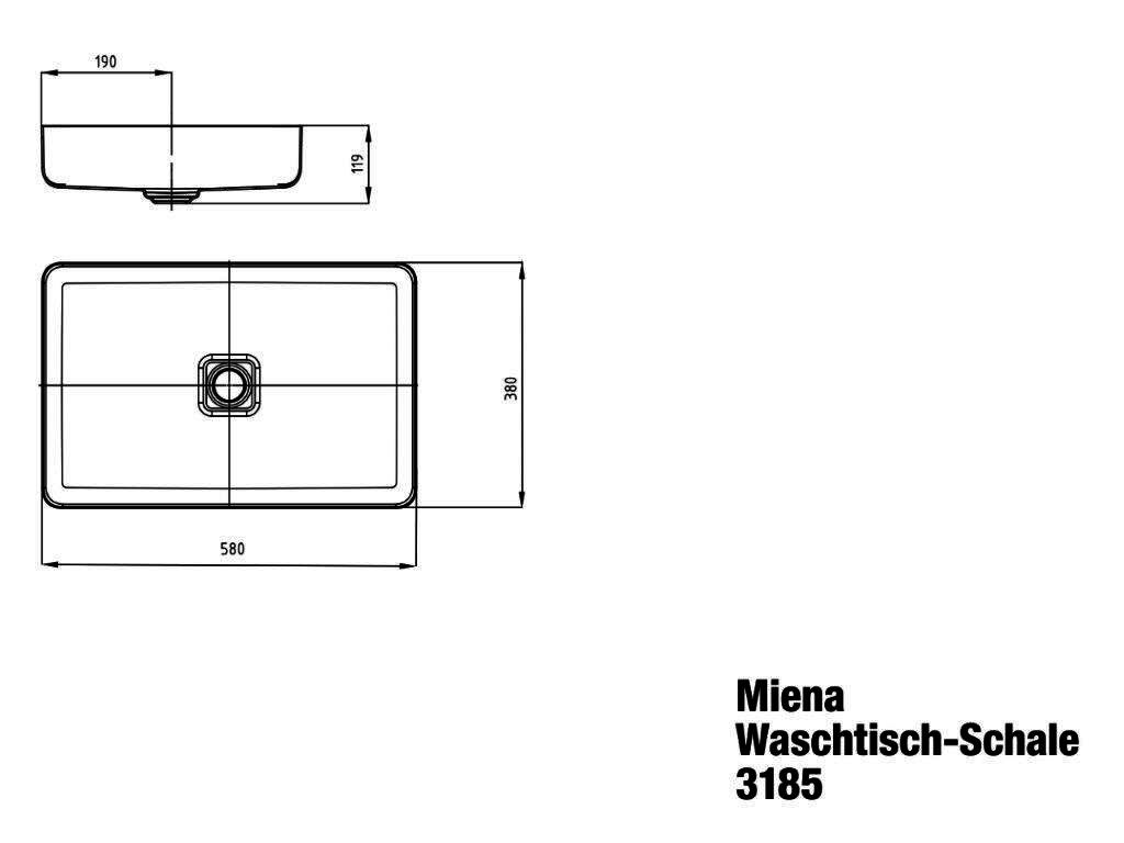 KA WB MIENA WASCHTISCH-SCHALE Mod.3185, 580x380mm,alpinweiß matt,PEFF,oÜL