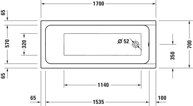 DU D-Code 2.0 BW, 1700x700mm, Einbau Weiß