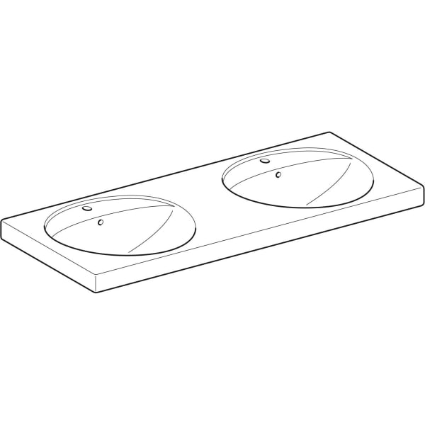 Geberit Preciosa Doppelwaschtisch, 130x55cm m. Hl., m. Ül., weiß, KeraTect
